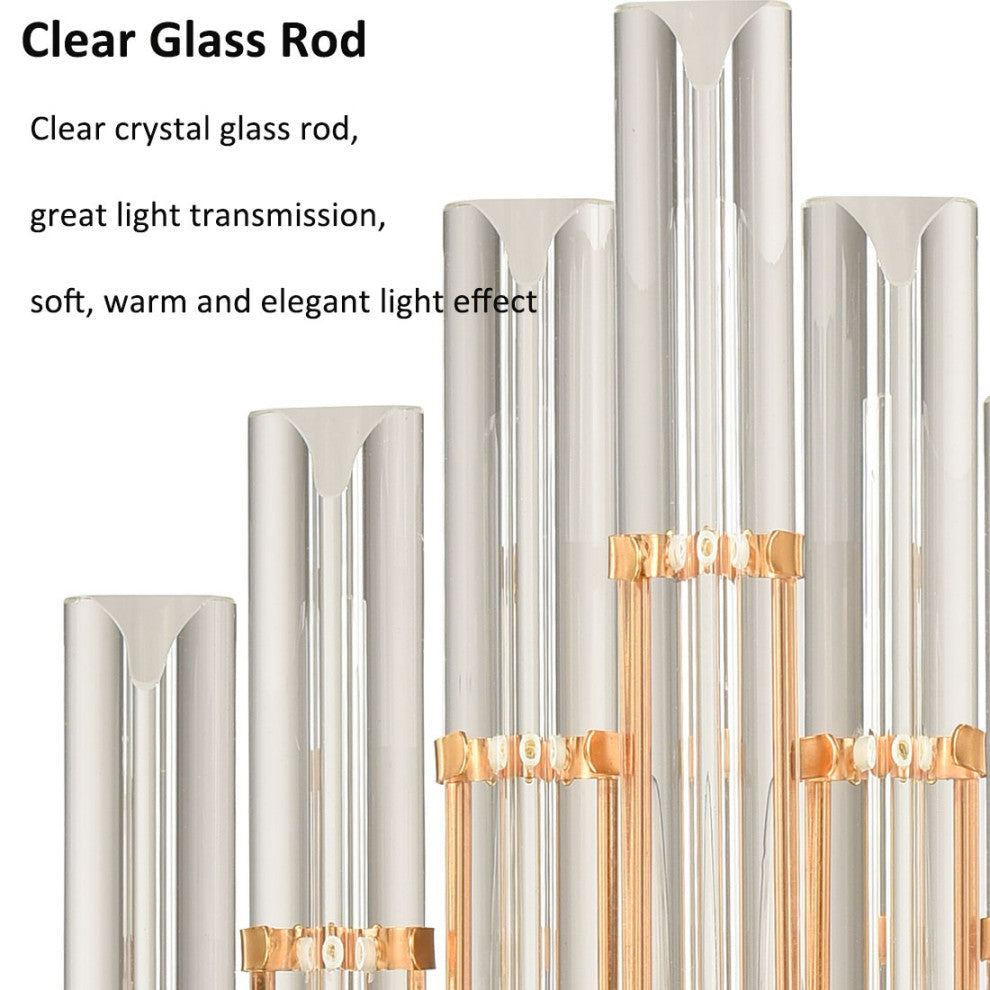 Mid-Century Wall Sconce Lighting Modern Crystal Rod Vanity Light, Brass