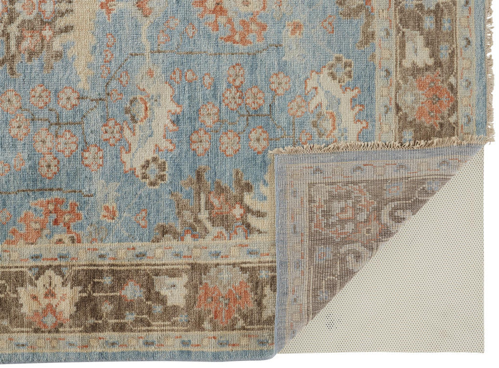 Weave & Wander Bennet Blue/Brown 5'6"x8'6" Hand Knotted Area Rug