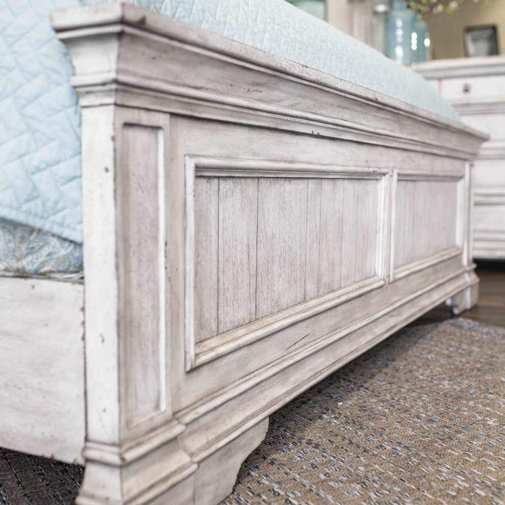Highland Park Bed, Distressed Rustic Ivory, Queen