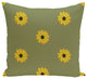 Sunflower Frenzy Flower Print Pillow, Green, 16"x16"