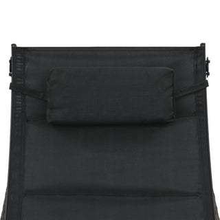 vidaXL Sun Lounger Poly Rattan and Textilene Brown Patio Garden Day Lounge Bed