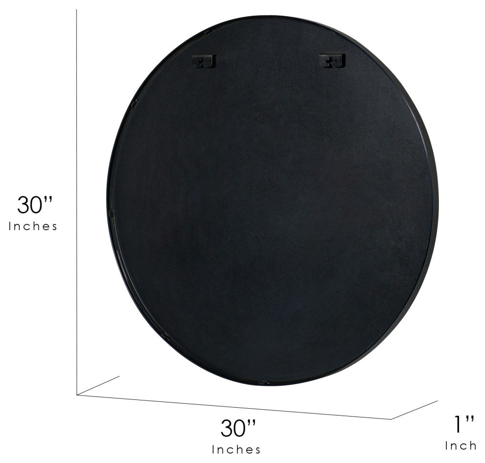 Black Round Thin Metal Framed Decorative Hanging Mirror - 30 x 30