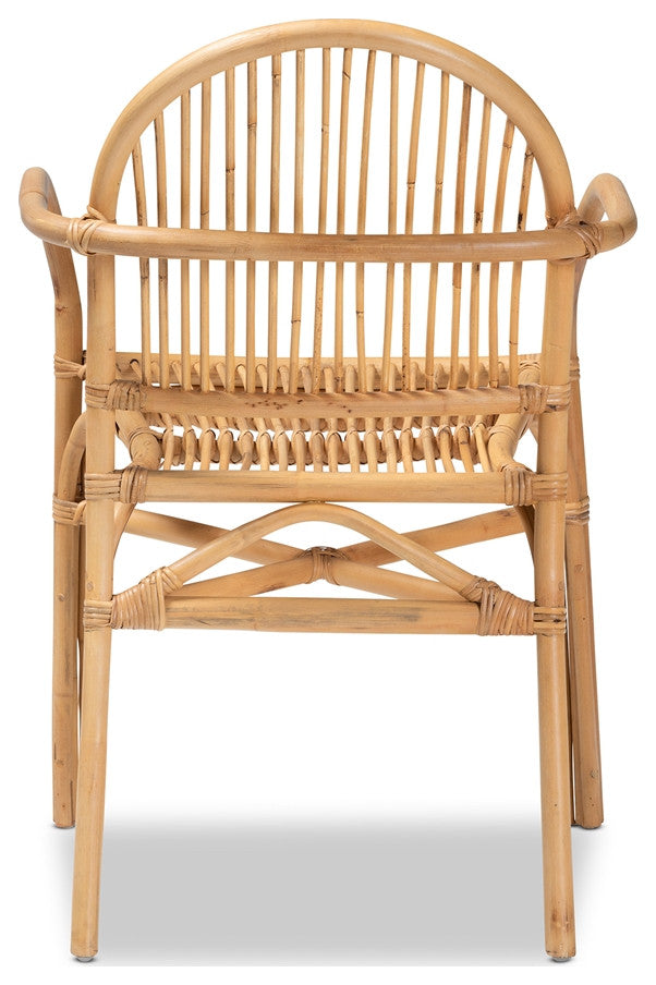 Modern Bohemian Natural Brown Rattan Dining Chair