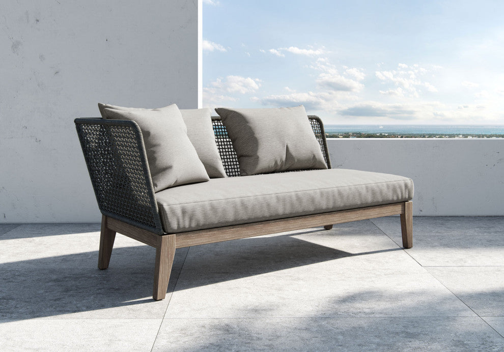Netta Left Arm Sofa, Dark Gray Cord and Weathered Eucalyptus