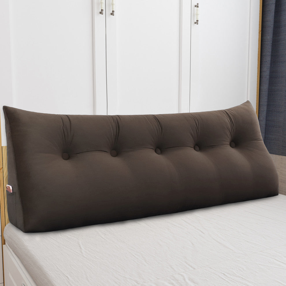 Large Reading Wedge Pillow Headboard, Bed Rest Triangular Bolster Backrest, 59x20x8