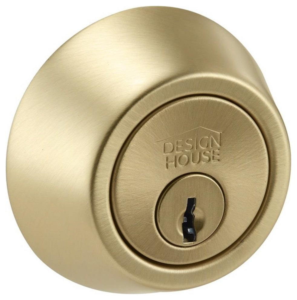 Design House Single Cylinder 2-Way Round Corner Deadbolt with Latch in Gold