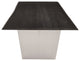 Aiden 78-inch Rectangular Dining Table Brushed Stainless Oxidized Grey Oak Top