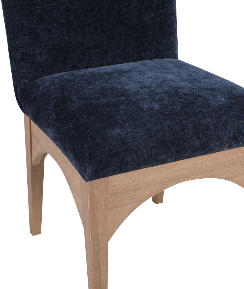 Waldorf Chenille Upholstered Dining Chair, Black, Chenille, Natural Finish, Navy, Side Chair, Chenille Fabric, Natural Finish