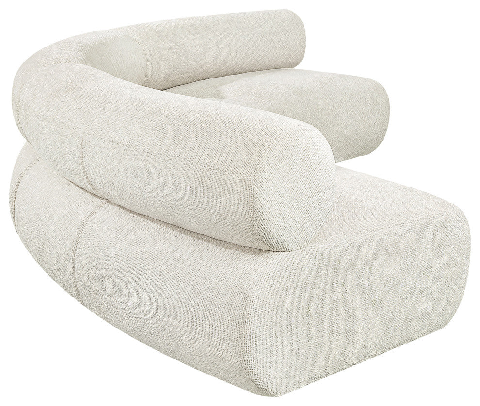 Bale Cream Chenille Fabric Modular Sofa, Cream, 3-Piece, Arc Shaped