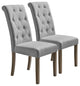 Solid Wood Dining Chair, Set of 2, Beige Tufted, Grey