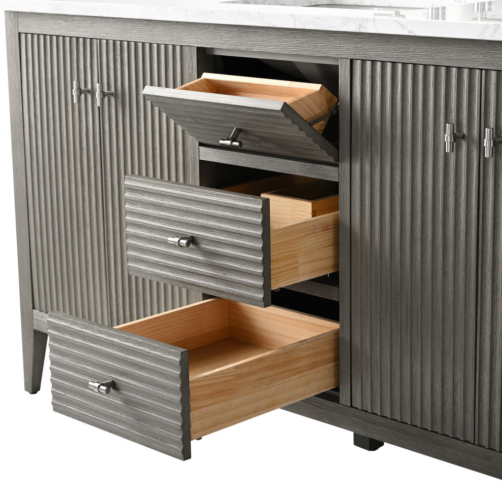 Vanity Art Freestanding Vanity, Driftwood Gray, 60", Single Sink, Brushed Nickel