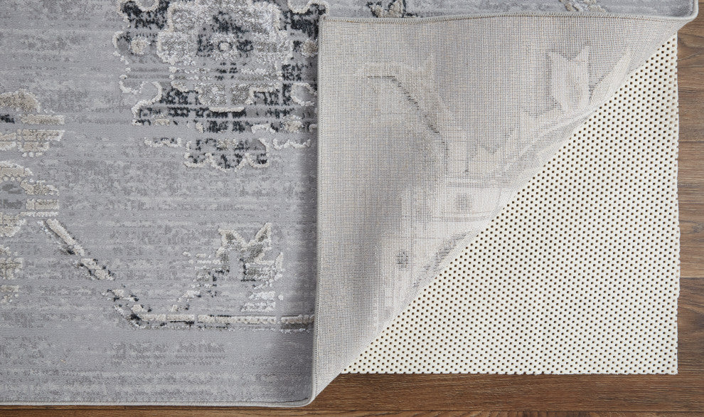 Weave & Wander Adana Metallic Rug,Silver Gray/Ivory, 6ft-7in x 9ft-6in Rug