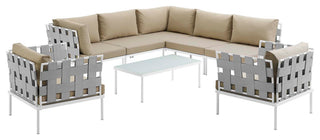 Harmony 8-Piece Outdoor Aluminum Sectional Sofa Set, White Beige