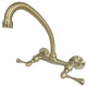 6" Adjustable Center Wall Mount Kitchen Faucet, Brushed Brass