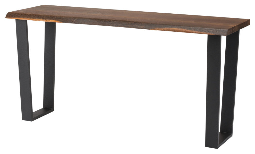 Versailles Console Sofa Table In Seared Oak And Matte Black Steel Legs