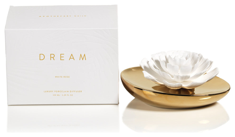 "Dream" Porcelain Flower Diffuser, White Rose