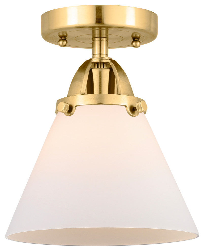 Large Cone Semi-Flush Mount, Satin Gold, Matte White, Matte White