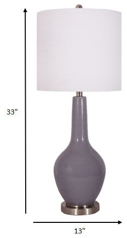 Set of 2 Gray Modern Glass Table Lamps