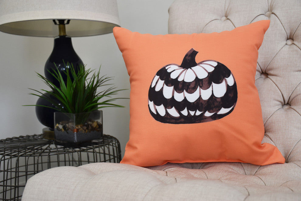 Pumpkin Single 20" Orange Halloween Print Decorative Throw Pillow