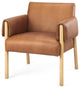 Ashton Medium Brown Genuine Leather w/ Natural Solid Wood Accent Chair