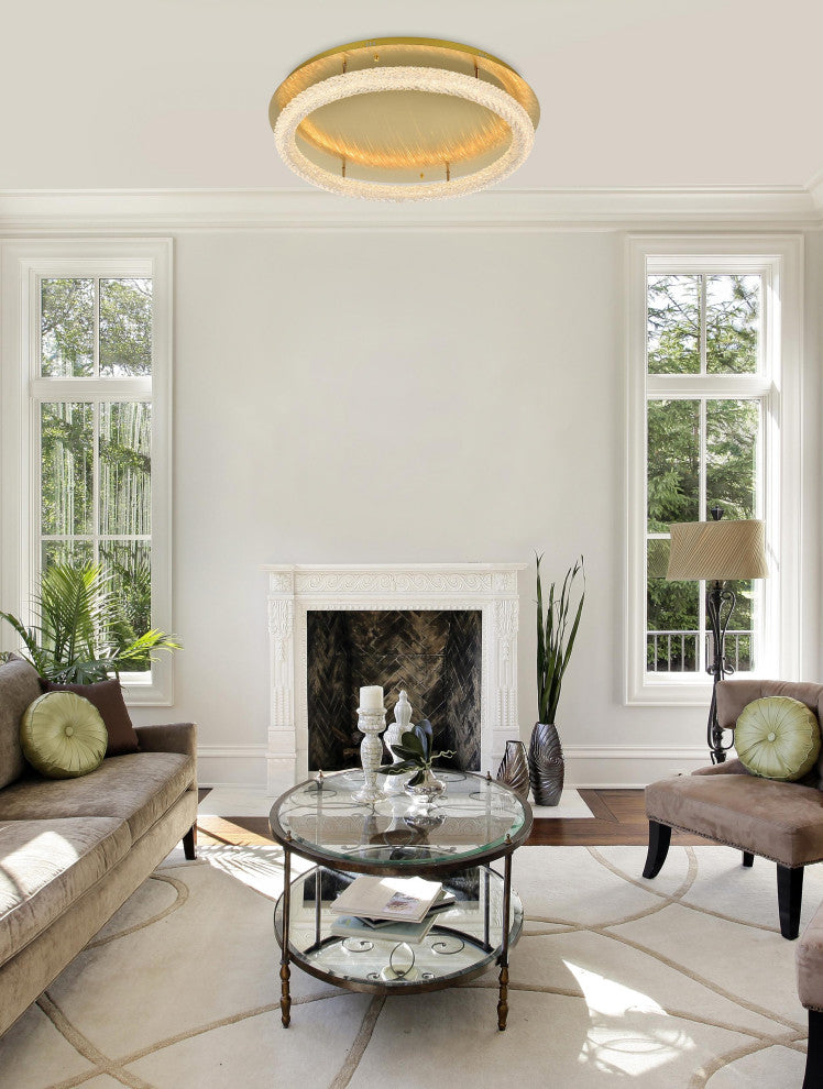 Home Living 33.5" LED Flush Mount, Satin Gold