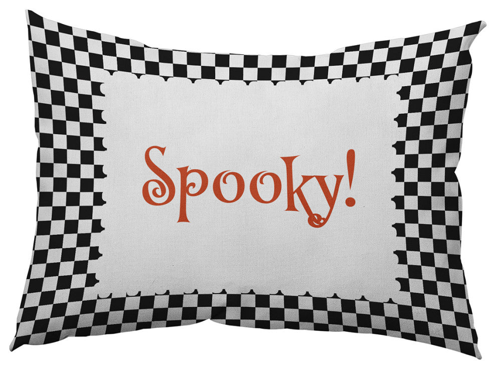 Halloween Spooky Checks Accent Pillow, Black, 14"x20"
