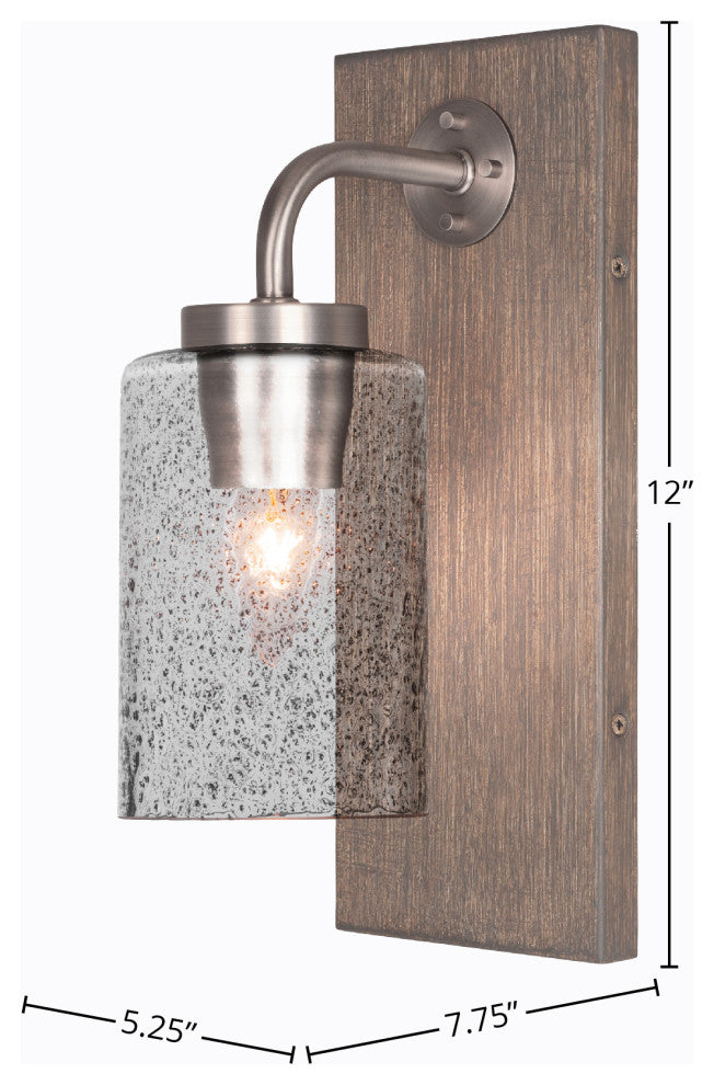 Oxbridge Wall Sconce, Graphite & Painted Distressed Metal, 4" Smoke Bubble