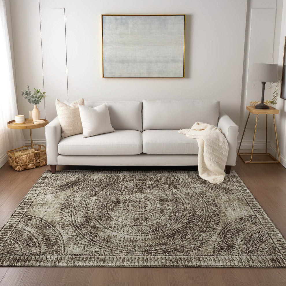 Indoor/Outdoor Sedona SN7 Taupe Machine Washable 3' x 5' Rug