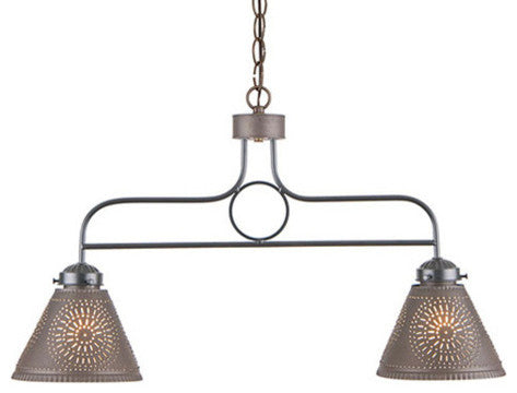 Medium Franklin Punched Tin Pendant Light, Kettle Black