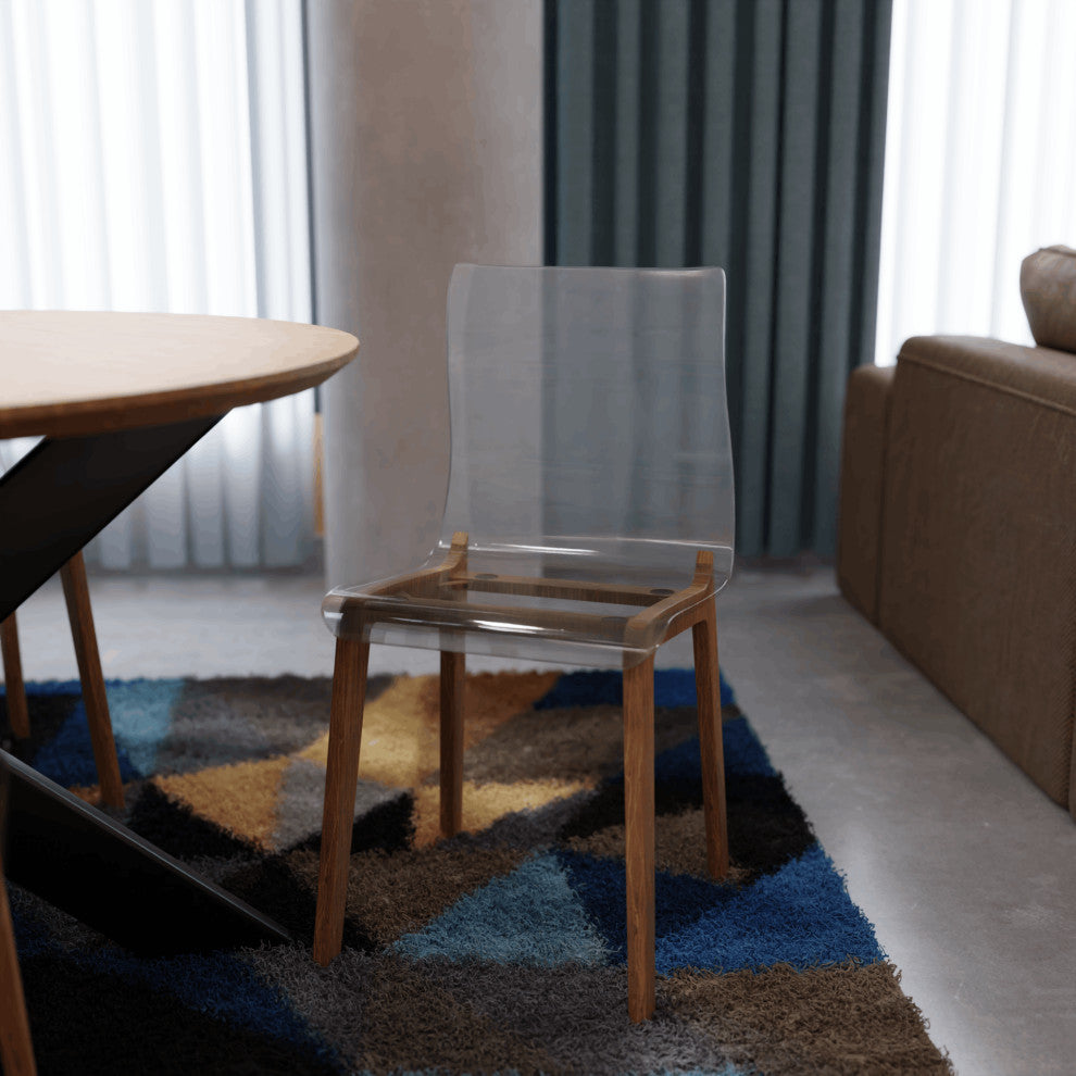 LeisureMod Marsden Modern Dining Side Chair With Beech Wood Legs, Walnut