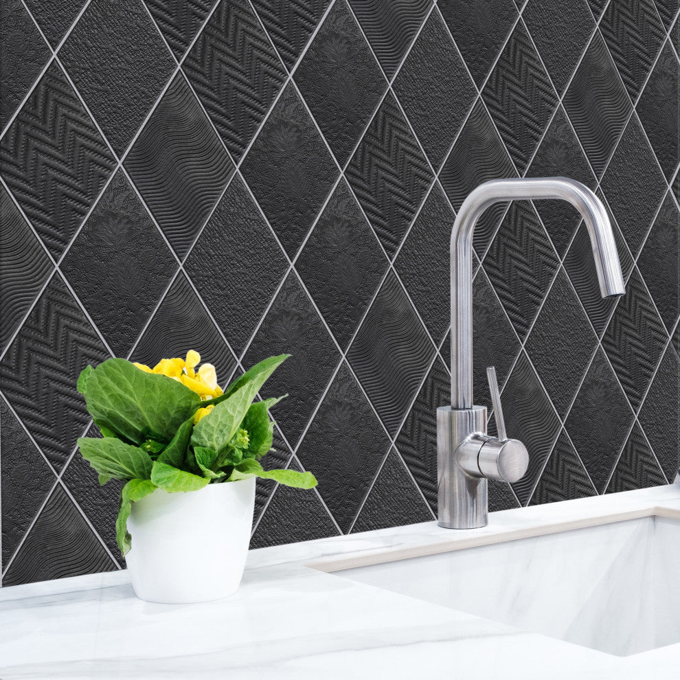 Rhombus Porcelain Tile, Black
