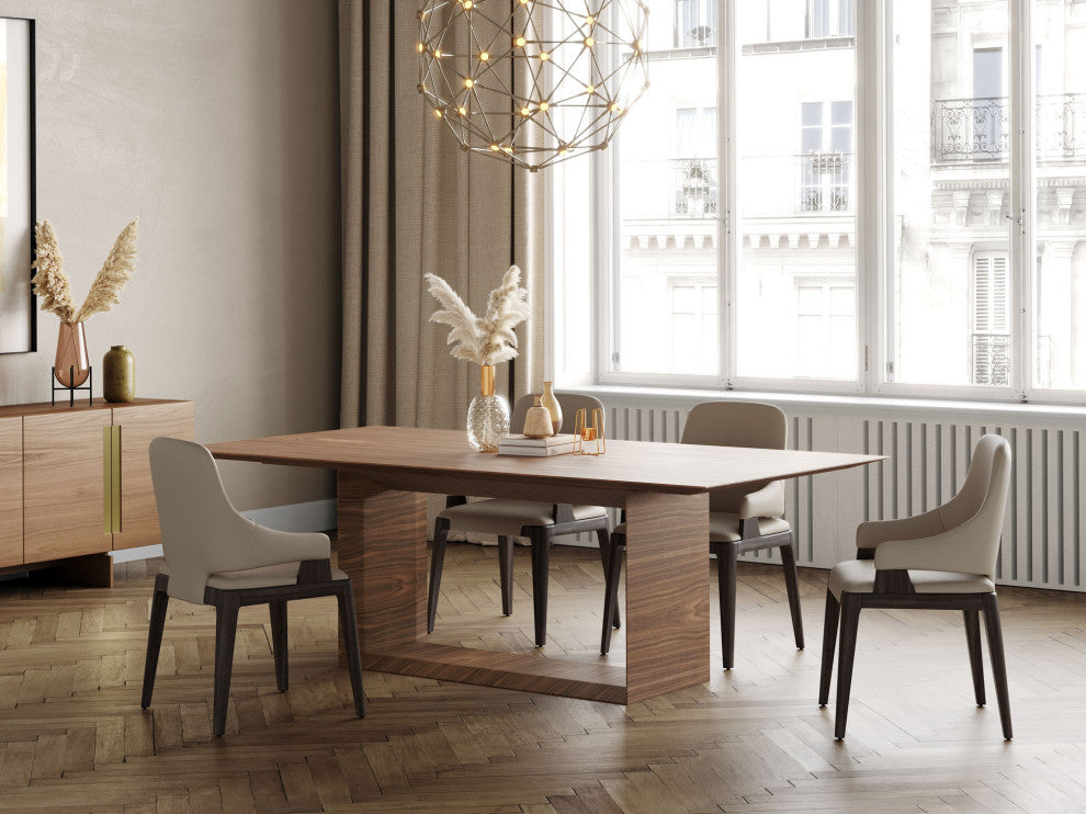 Dumfries Dining Chair in Truffle Beige Leather and Seared Ash