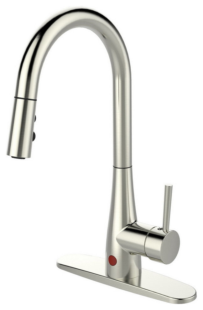 Runfine Hands Free Single-Handle, Pull-Down Sprayer Kitchen Faucet, Nickel