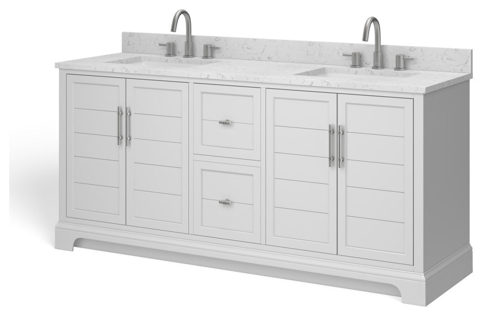 The Thalia Bathroom Vanity, White, 72", Double Sink, Freestanding