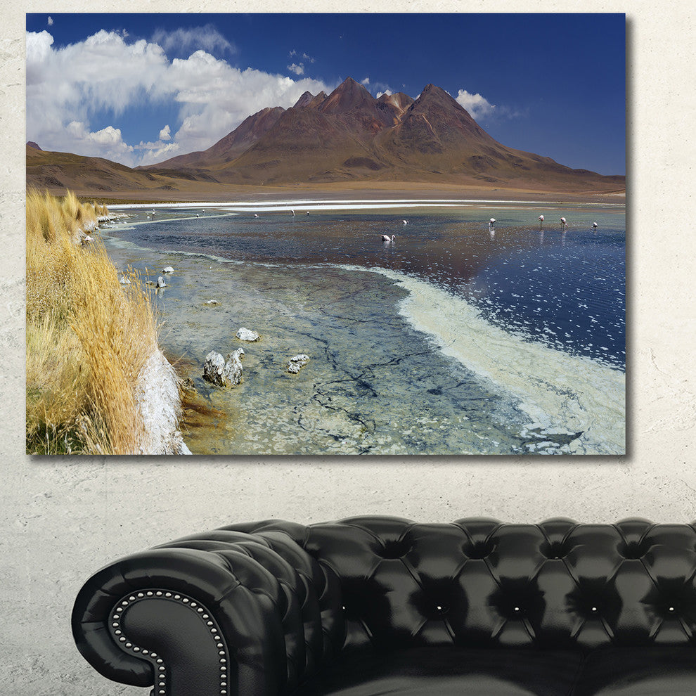 Desert Lake Laguna Canapa on Sunny Day, Modern Seashore Canvas Wall Art, 60x40