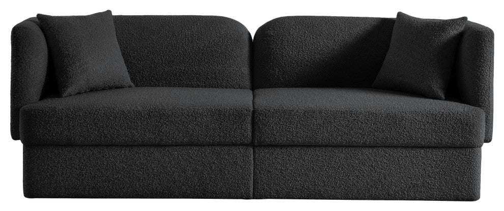 Marcel Boucle Fabric Upholstered Sofa, Black