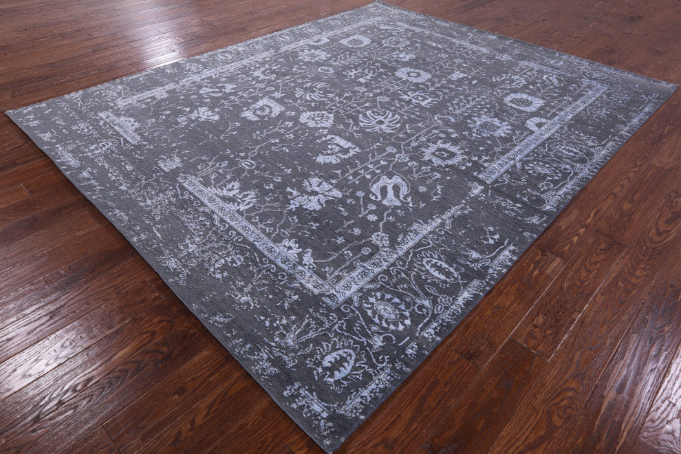 Hand Knotted Persian Wool and Silk Rug 8' 2" X 10' 0" Q6202