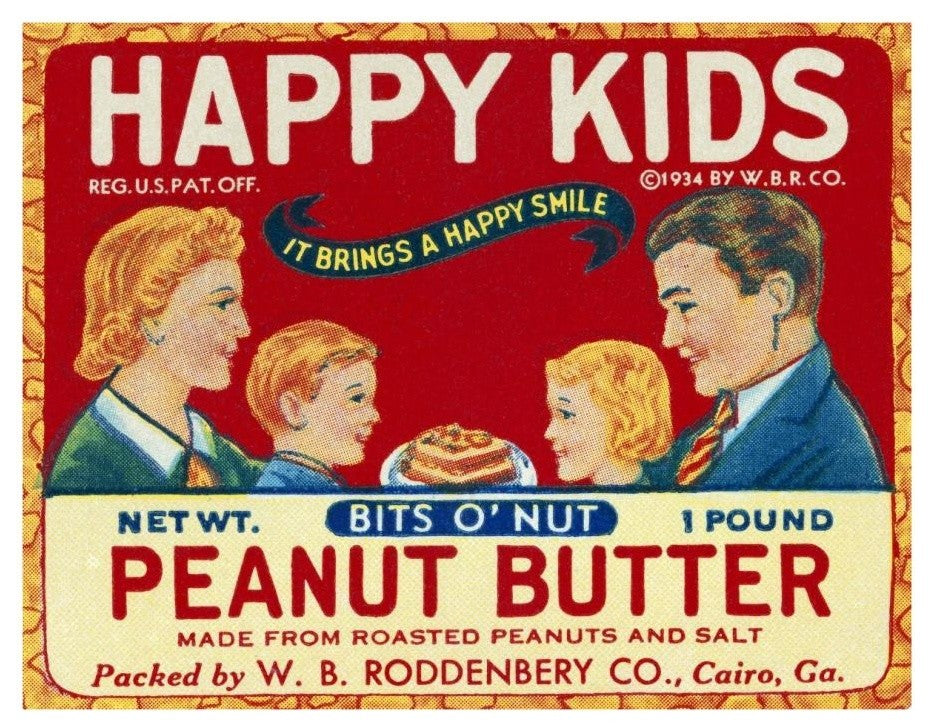 "Happy Kids Bits o' Nut Peanut Butter" Paper Print by Retrolabel, 18"x14"