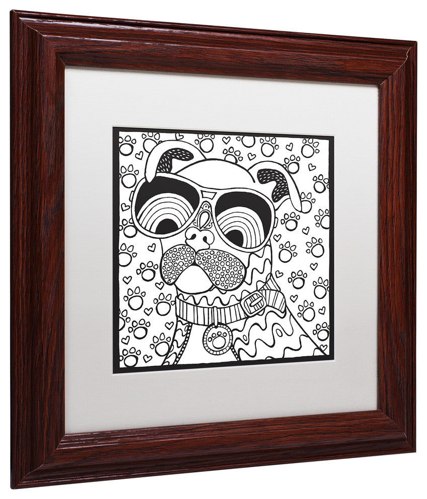 Hello Angel ''Cool Pooch'' Art, Wood Frame, White Mat, 11x11