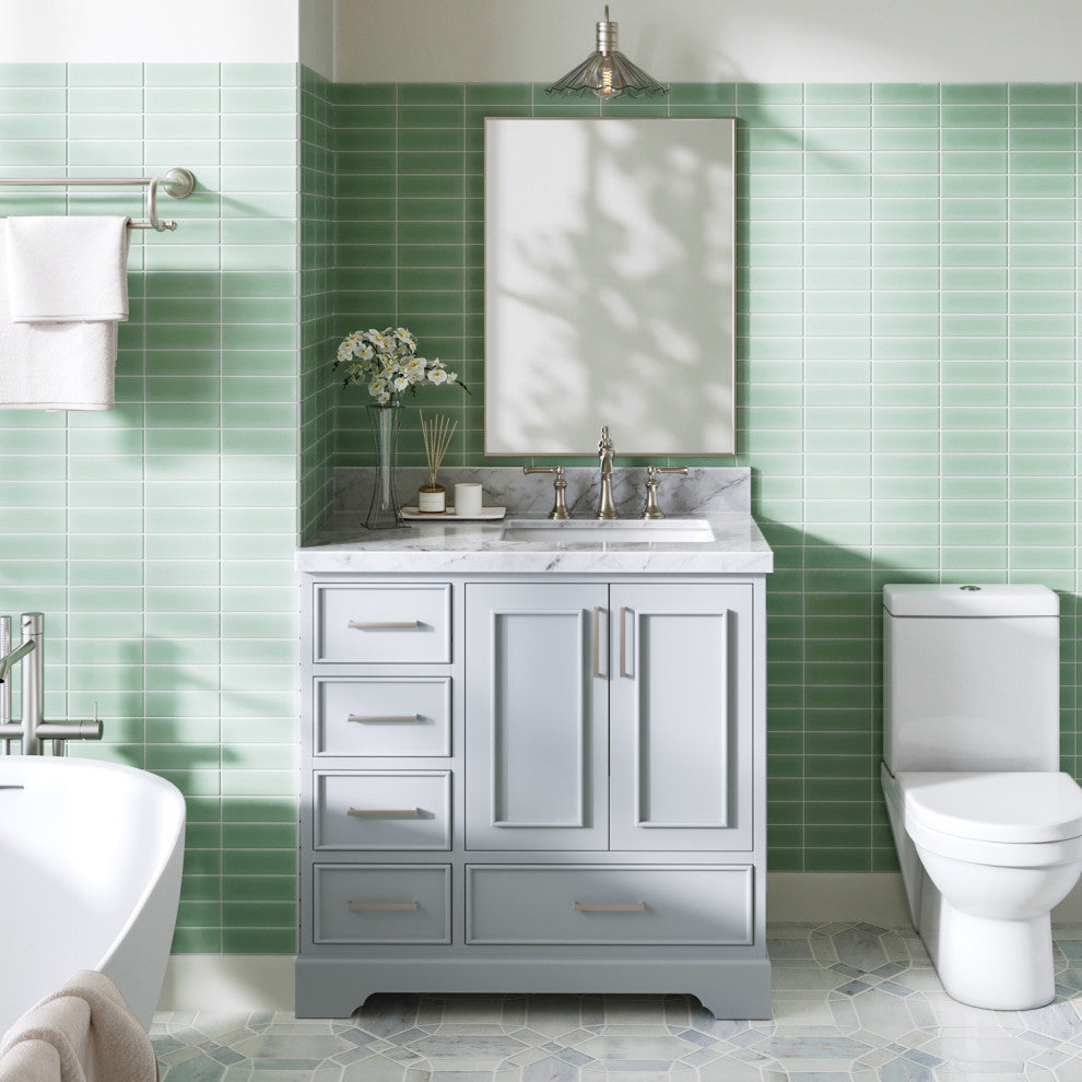 Ariel Stafford 37" Single Right Offset Rectangle Sink Bathroom Vanity