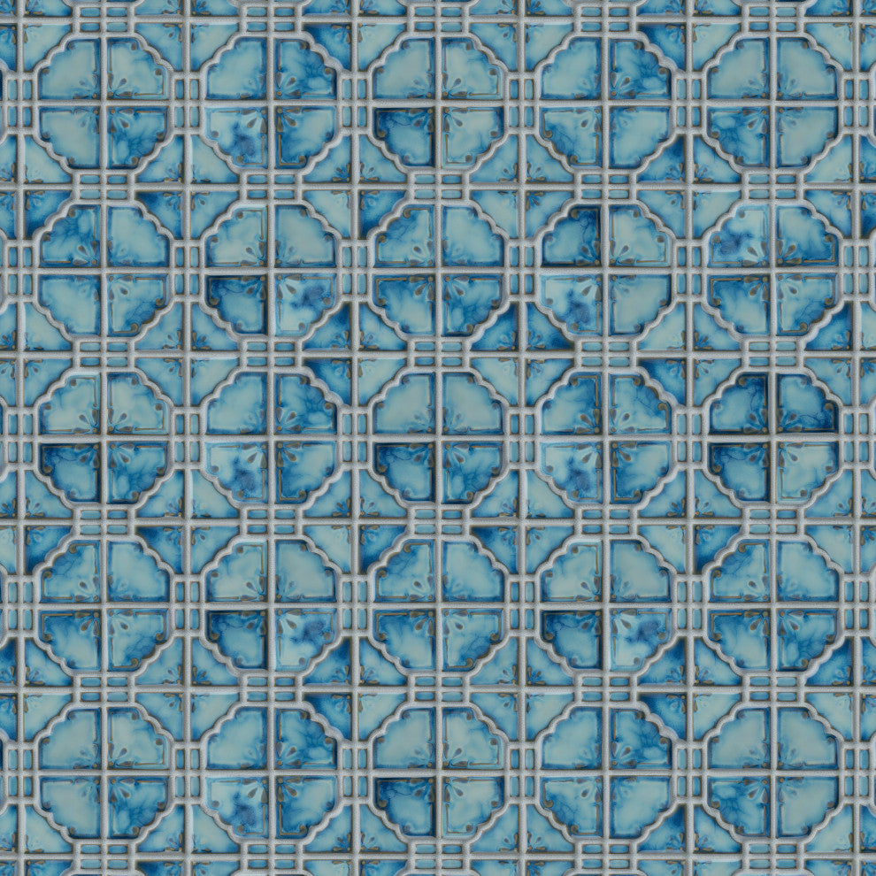 Hudson Moonbeam Porcelain Mosaic Floor and Wall Tile, Marine