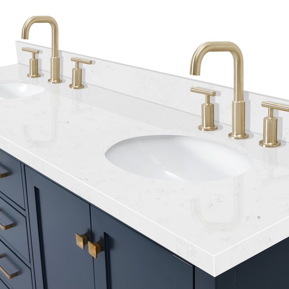 Ariel Cambridge 72" Double Oval Sinks Vanity, Carrara Quartz