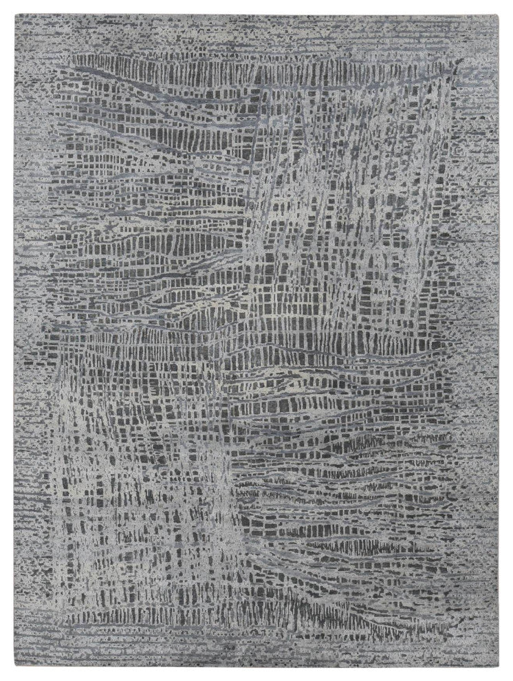 Cloud Gray, THE LOST BRANCHES, Silk With Wool, Hand Knotted, Rug, 8'10"x12'2"