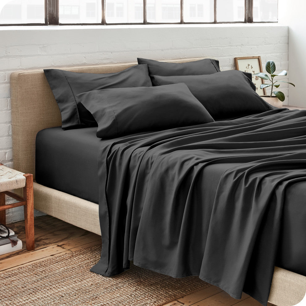 Bare Home 6-Piece Microfiber Sheet Set, Black, Queen