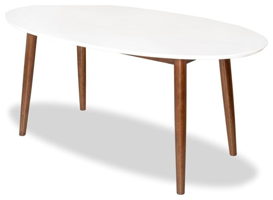 Stowe Modern Style Solid Wood Walnut White Top Oval Kitchen&Dining Room Table