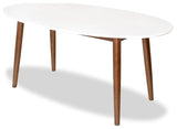 Stowe Modern Style Solid Wood Walnut White Top Oval Kitchen&Dining Room Table