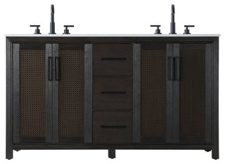 Home Living 60" Double Bathroom Vanity, Chocolate Oak