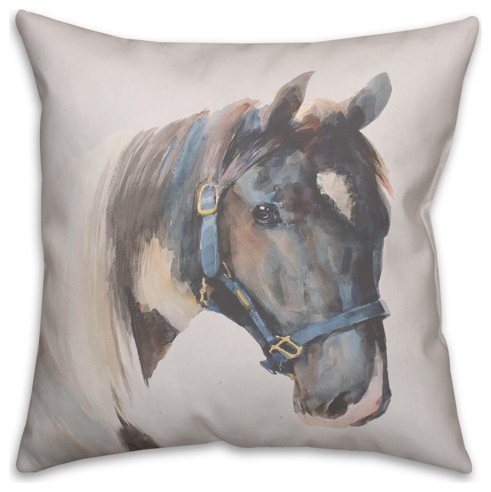 Horse Watercolor 1 16"x16" Spun Poly Pillow