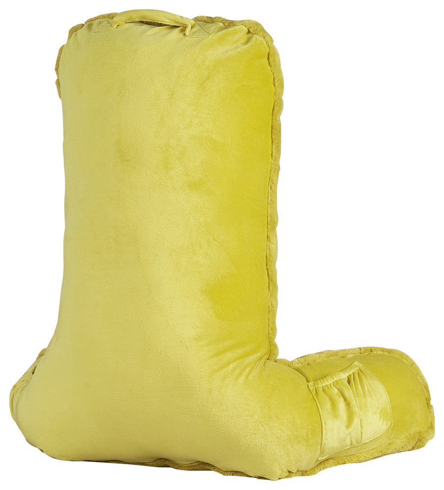 Fox Faux Fur Bedrest, Needs Assembly, Lemon Curry, 28"x30"x17"