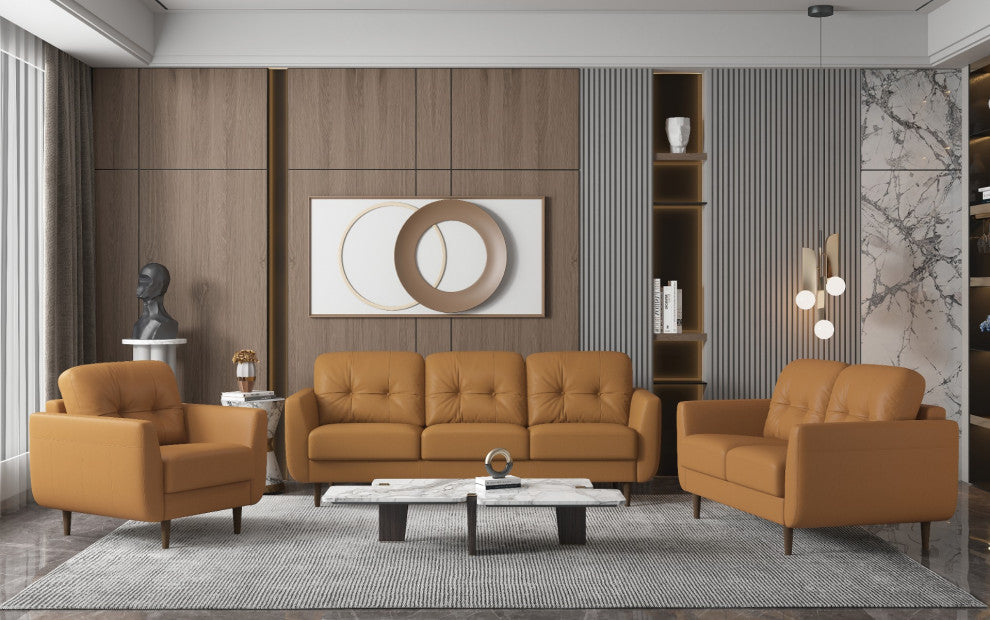 Radwan Sofa, Camel Leather